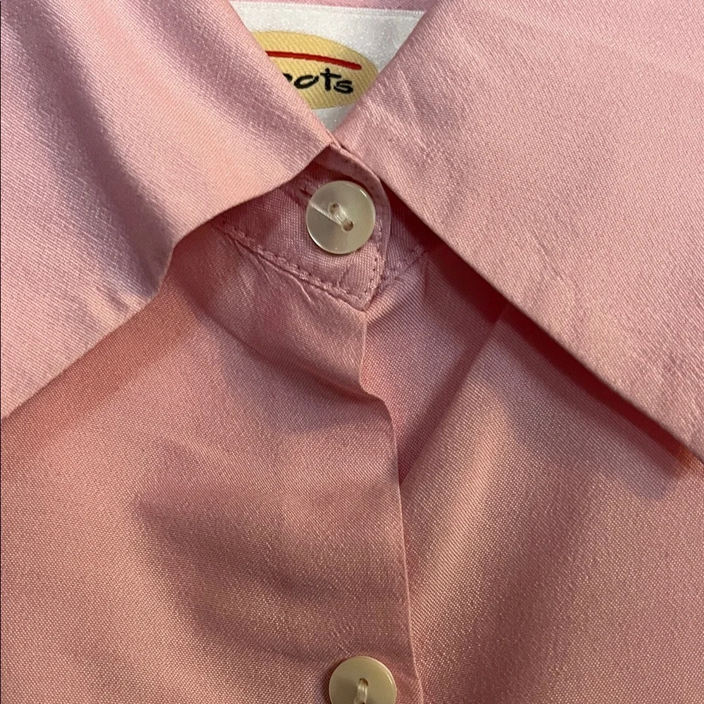 Talbots Pure Silk Light Pink Button-Down Shirt - Picture 2 of 8